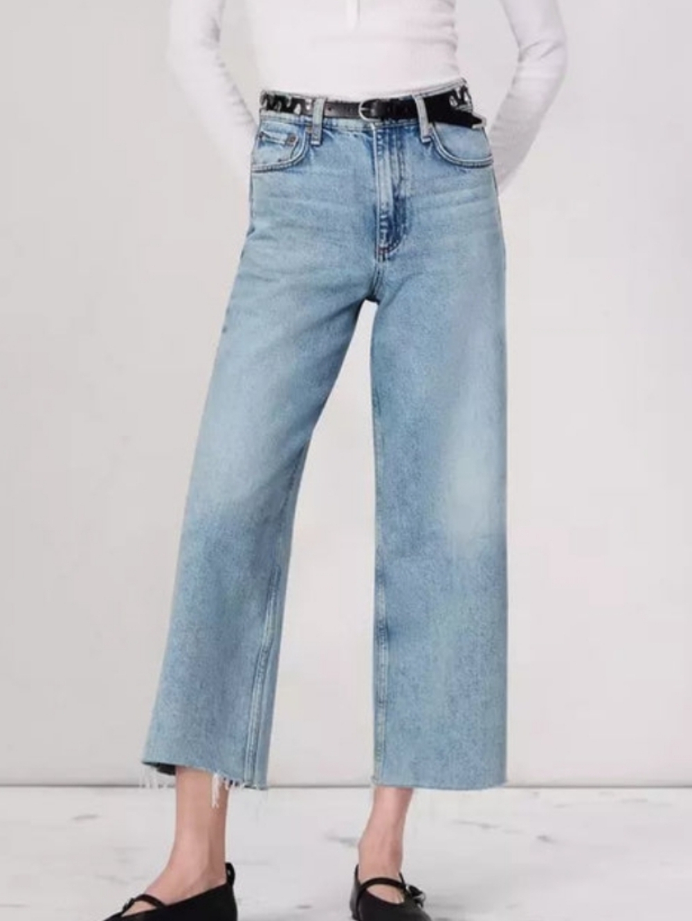 rag & bone Andi High Rise Wide-Leg Crop Ankle Jeans Size 28